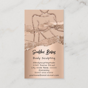 Body Sculpting Cosmetics Logo QR Code Rose Pink Business Card