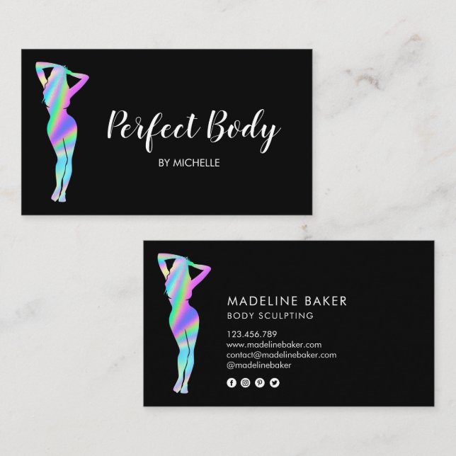 Body Sculpting Fitness Waist Trainer Holographic Business Card (Front/Back)