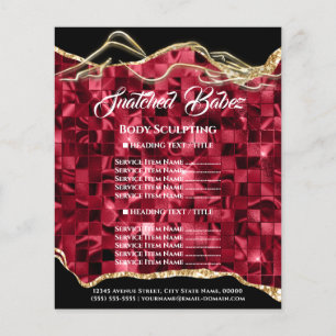 Body Sculpting Logo Red Glam Gold Price List Flyer