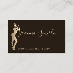 Body Sculpting QR Code Logo Black Custom Modern  Business Card