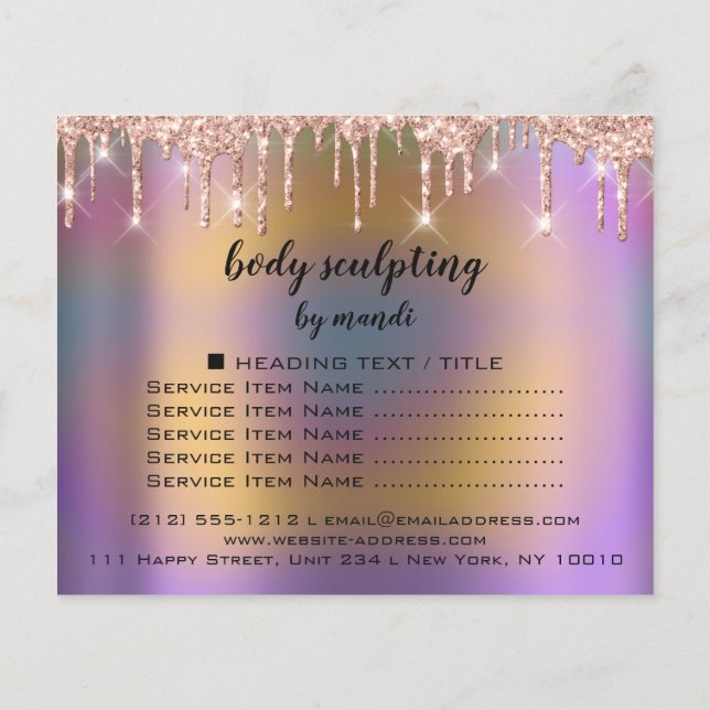 Body Sculpting Shaping Drips Rose Wellness Flyer (Back)