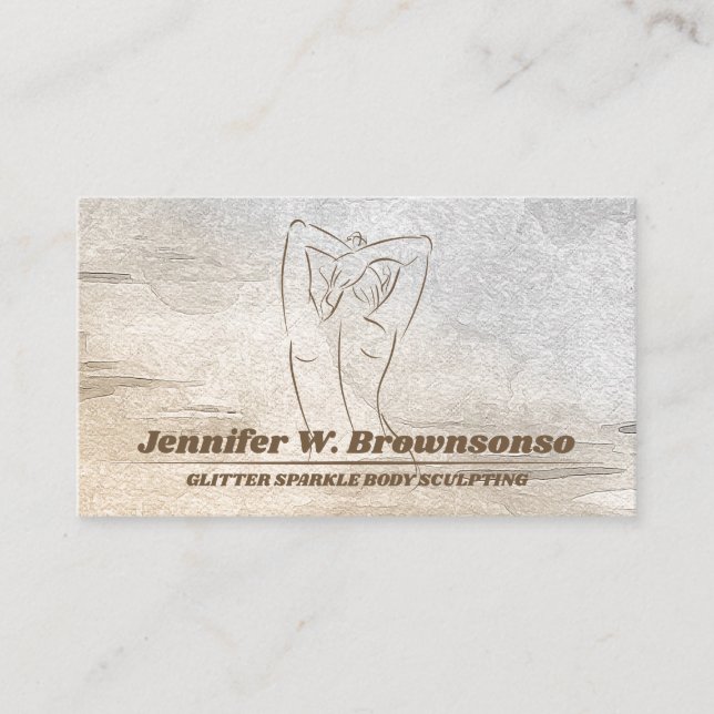 Body Sculpting Watercolor Wood Business Card (Front)