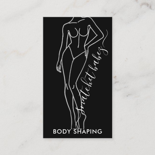 Body Shaping Massage SPA Wellness Black White Business Card (Front)