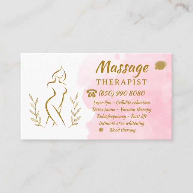 Body Shaping Sculpting Massage Therapist Business Card (Front)