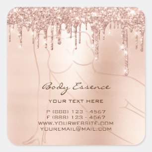 Body Shaping Soap Balm Cosmetic Rose Glitter Drips Square Sticker