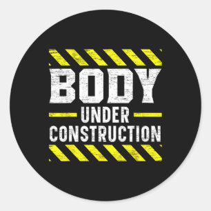Body Under Construction Bodybuilding Workout Bodyb Classic Round Sticker
