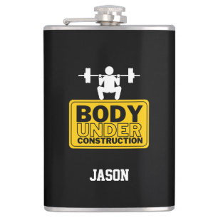 Body Under Construction Custom Name Hip Flask