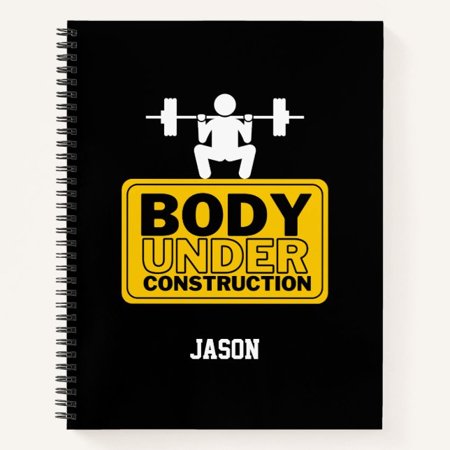 Body Under Construction Custom Name Notebook (Front)