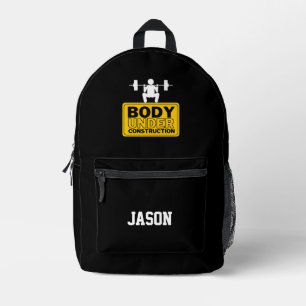 Body Under Construction Custom Name Printed Backpack