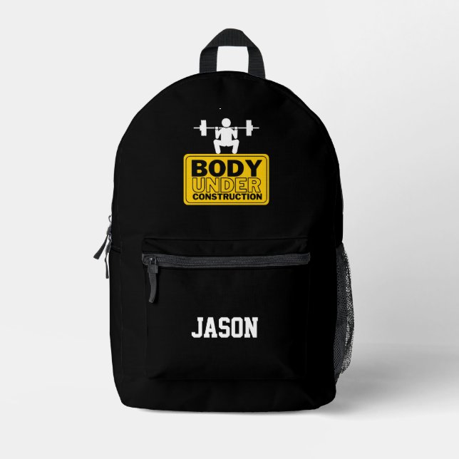 Body Under Construction Custom Name Printed Backpack (Front)