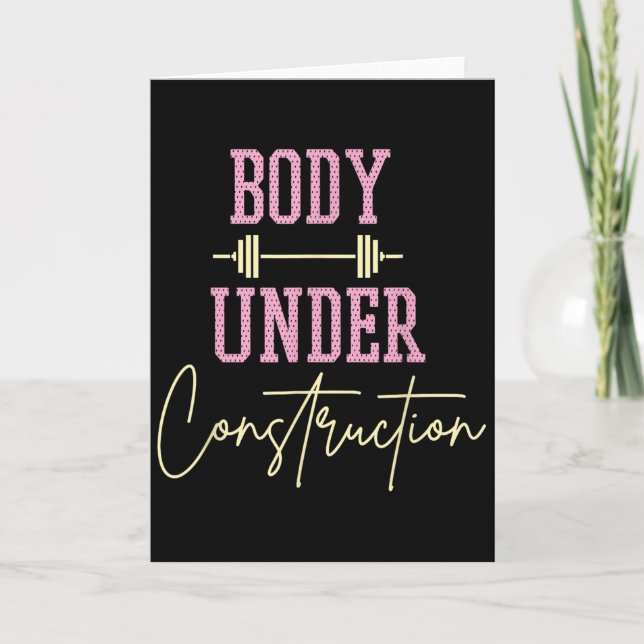Body Under Construction Funny Motivational Workout Card (Front)