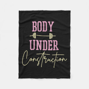 Body Under Construction Funny Motivational Workout Fleece Blanket