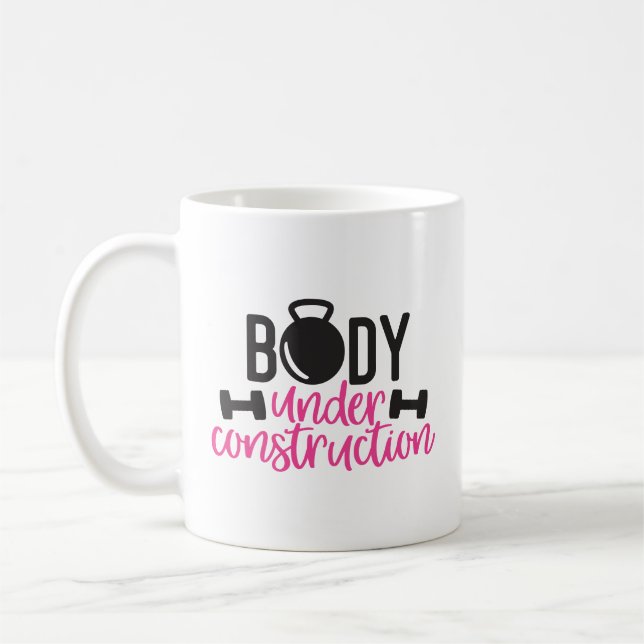 Body Under Construction with Weights Coffee Mug (Left)
