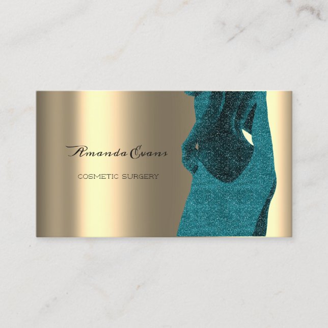 Body Venus Cosmetic Beauty Surgery Teal Sepia Gold Appointment Card (Front)
