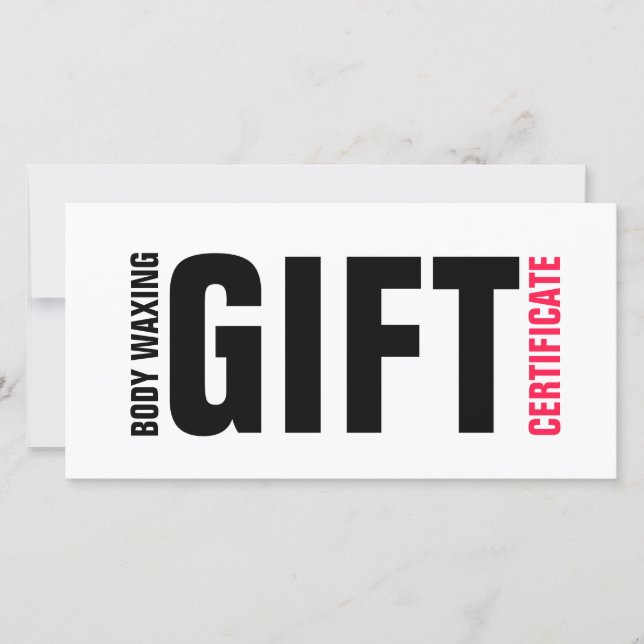 Body Waxing Gift Certificate Bold Pink Lettering Thank You Card (Front)