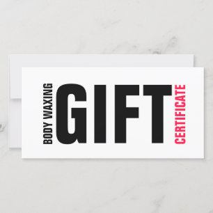 Body Waxing Gift Certificate Bold Pink Lettering Thank You Card