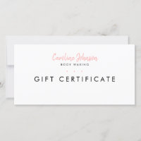 Body Waxing Gift Certificate Simple Minimal White