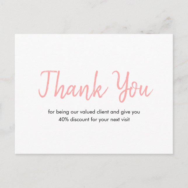 Body Waxing Skin Care Boutique Minimal Thank You Postcard (Front)