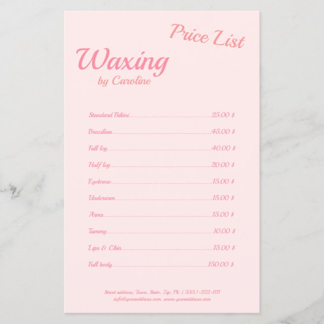 Body Waxing Wax Boutique Simple Pink Flyer (Front)