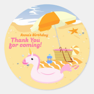 Bodyboard girl fun beach birthday party classic round sticker
