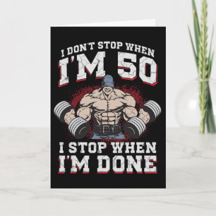 Bodybuilder 50s Birthday 50 Years Old Gym Workout Card