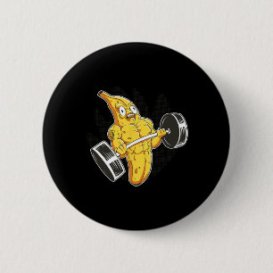 Bodybuilder Banana Lifting Weights Funny Bodybuild 6 Cm Round Badge