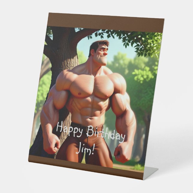Bodybuilder Birthday Pedestal Sign (Front)