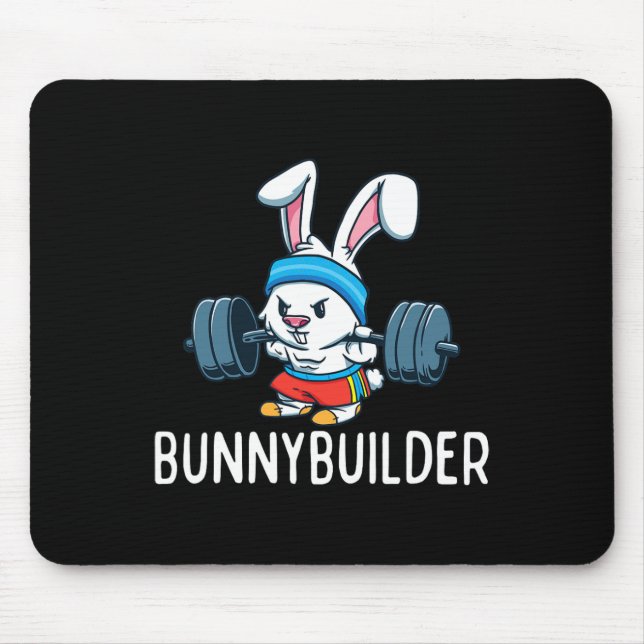 Bodybuilder Bunny Easter Bunnybuilder Fitness Gym  Mouse Mat (Front)