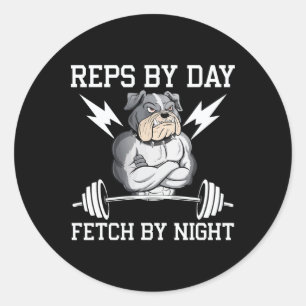 Bodybuilder Dog Lover Gym Wear Fitness Workout Bod Classic Round Sticker