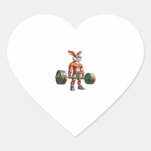 Bodybuilder Easter Bunny Powerlifting Deadlife Gym Heart Sticker