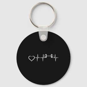 Bodybuilder Heartbeat Dumbbell Weightlifting Gym F Key Ring