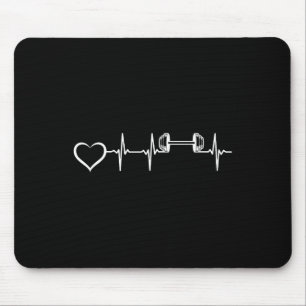 Bodybuilder Heartbeat Dumbbell Weightlifting Gym F Mouse Mat