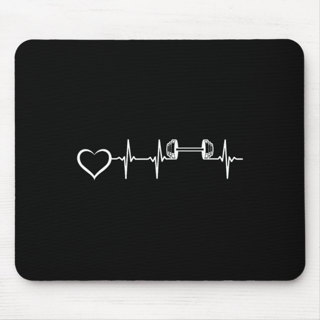 Bodybuilder Heartbeat Dumbbell Weightlifting Gym F Mouse Mat (Front)