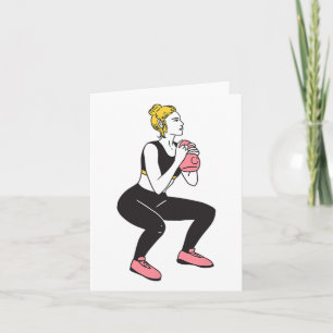 Bodybuilder Leg Day Girl Kettlebells Fitness Bodyb Card