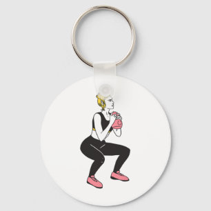 Bodybuilder Leg Day Girl Kettlebells Fitness Bodyb Key Ring