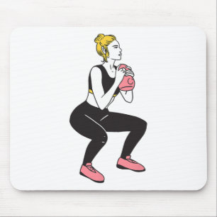 Bodybuilder Leg Day Girl Kettlebells Fitness Bodyb Mouse Mat