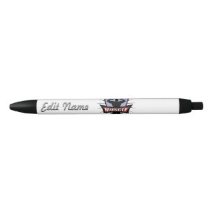 Bodybuilder Muscle Black Ink Pen