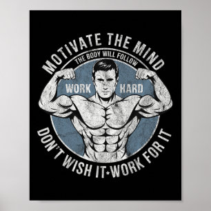 Bodybuilder Old School Vintage 80s Weight Sports B Poster