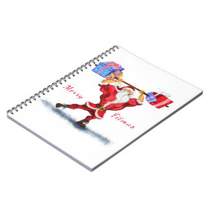 Bodybuilder Santa Claus with Christmas Gifts - Fun Notebook