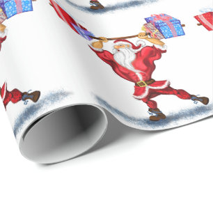 Bodybuilder Santa Claus with Christmas Gifts - Fun Wrapping Paper