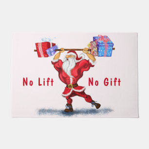 Bodybuilder Santa Claus with Christmas Gifts Funny Doormat
