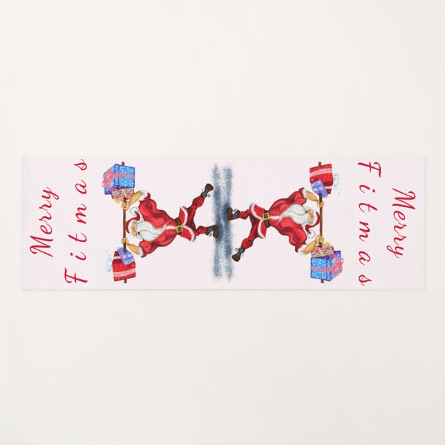 Bodybuilder Santa Claus with Christmas Gifts Funny Yoga Mat (Front (Horizontal))