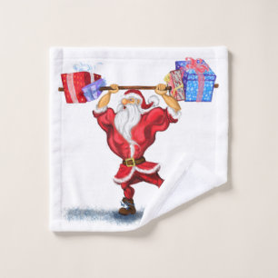 Bodybuilder Santa Funny Christmas Bath Towel Set
