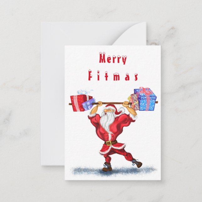 Bodybuilder Santa Funny Christmas Card (Back)