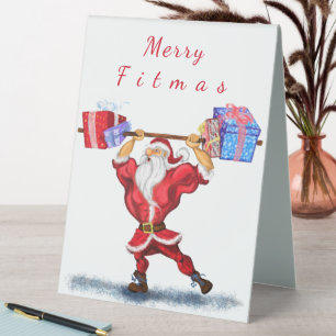 Bodybuilder Santa Funny Christmas Table Sign
