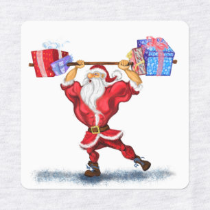 Bodybuilder Santa Gift Funny Christmas Labels