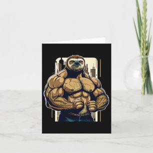 Bodybuilder Sloth Funny Bodybuilding Sloth Fitness Card