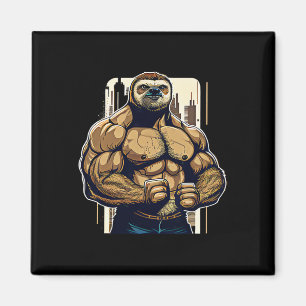 Bodybuilder Sloth Funny Bodybuilding Sloth Fitness Magnet