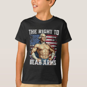 Bodybuilding 4th Of July Dad Usa Flag 2nd Bear Arm T-Shirt