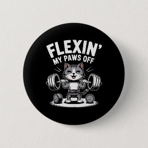 Bodybuilding Cat Owner Fitness Workout Gym Instruc 6 Cm Round Badge